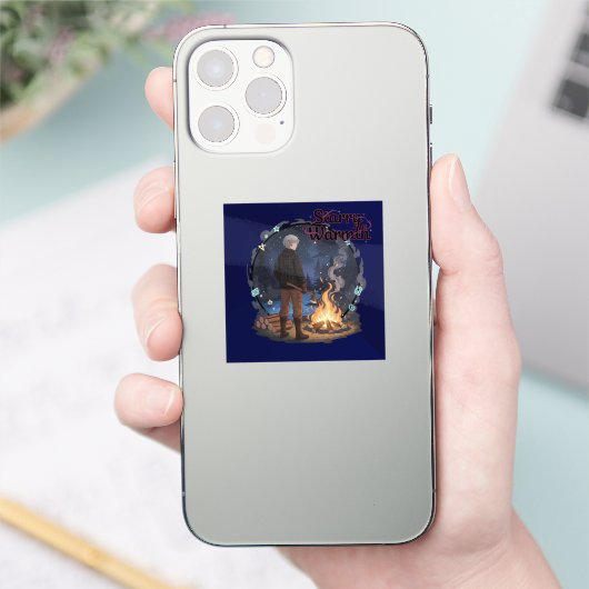 Starry Warmth - Lumberjack Anime Boy by Campfire Sticker (Telefoon)