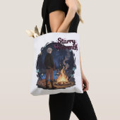 Starry Warmth - Lumberjack Anime Boy by Campfire Tote Bag (Dichtbij)