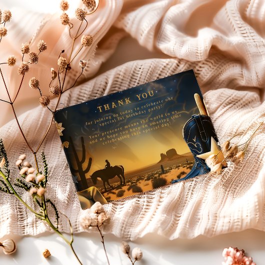 Starry Western Cowboy 1st Birthday Rodeo Bedankkaart