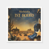 Starry Western Cowboy 1st Birthday Rodeo Servet (Voorkant)