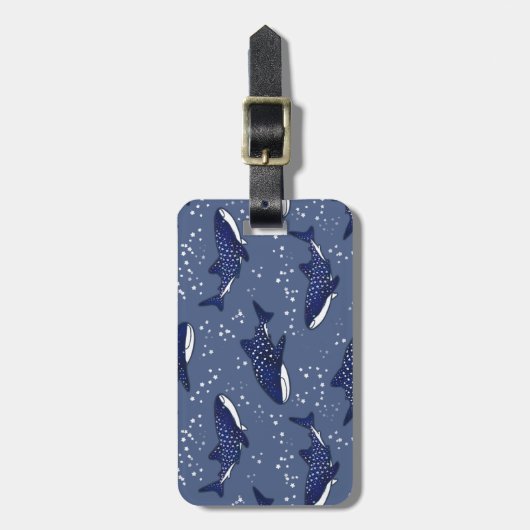 Starry Whale Shark (Donker) Bagagelabel (Voorkant verticaal)