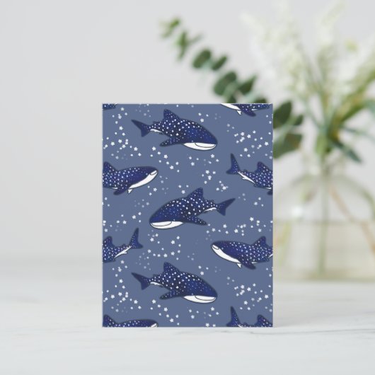 Starry Whale Shark (Donker) Briefkaart (Staand voorkant)