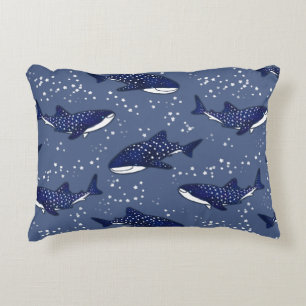 Starry Whale Shark (Donker) Decoratief Kussen