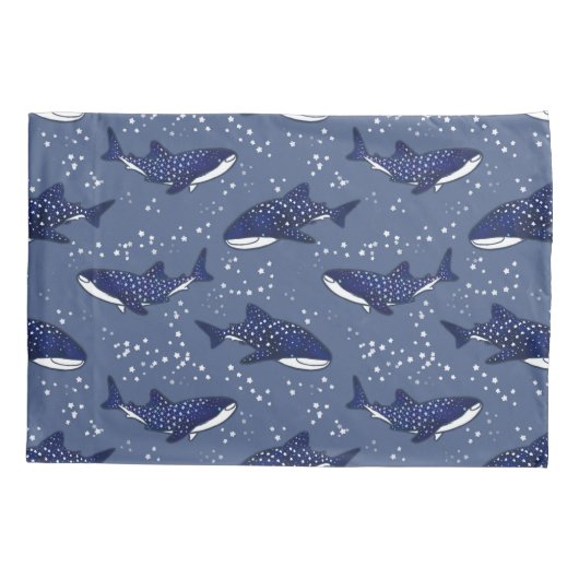 Starry Whale Shark (Donker) Kussensloop (Achterkant)