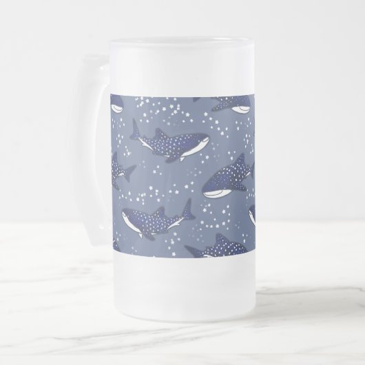Starry Whale Shark (Donker) Matglas Bierpul (Voorkant links)