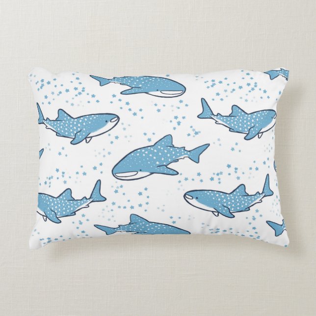 Starry Whale Shark (licht) Decoratief Kussen (Voorkant)