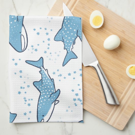 Starry Whale Shark (licht) Theedoek (Quarter Fold)