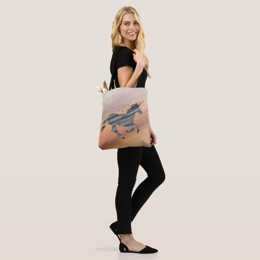 Starry Whimsical Unicorn Tote Bag (Op model)