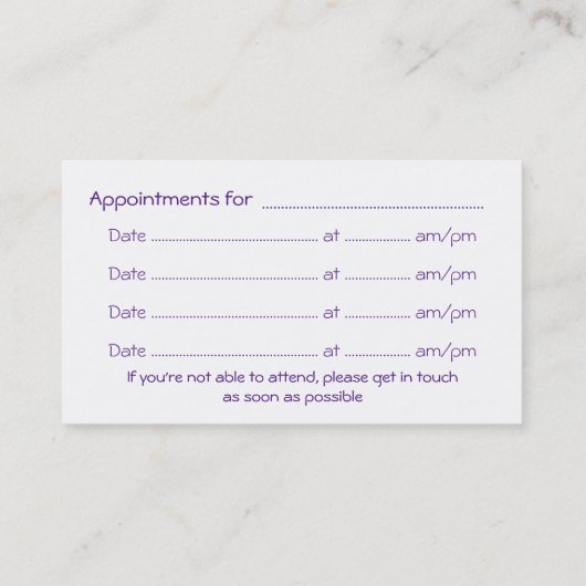 Starry Wingtip van juwelen Visitekaartje (Achterkant)