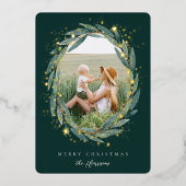 Starry Winter Laurel | Foto Folie Feestdagenkaart (Voorkant)