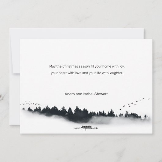 Starry Winter Nachtnacht met sterren, Pine & Kerst Feestdagenkaart (Achterkant)