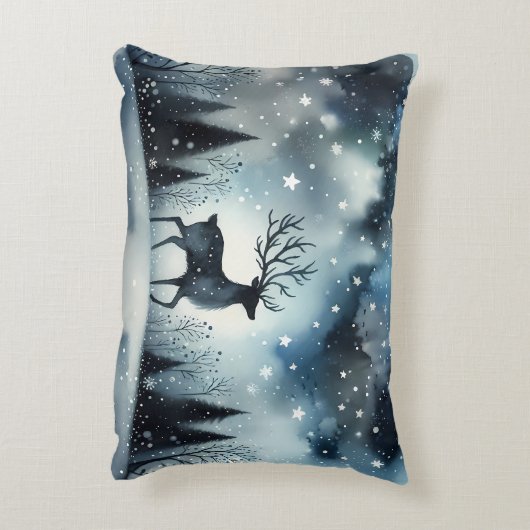Starry Winter Night Deer Accent Kussen (Achterkant (Verticaal))