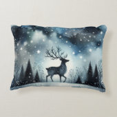 Starry Winter Night Deer Accent Kussen (Achterkant)