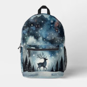 Starry Winter Night Deer  Bedrukte Rugzak (Voorkant)