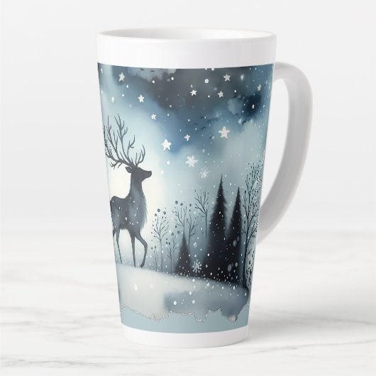 Starry Winter Night Deer Latte Mok (Rechterhoek)