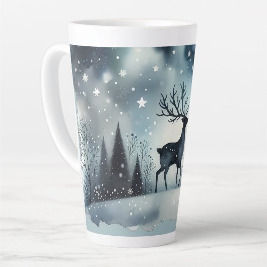 Starry Winter Night Deer Latte Mok (Linkerhoek)