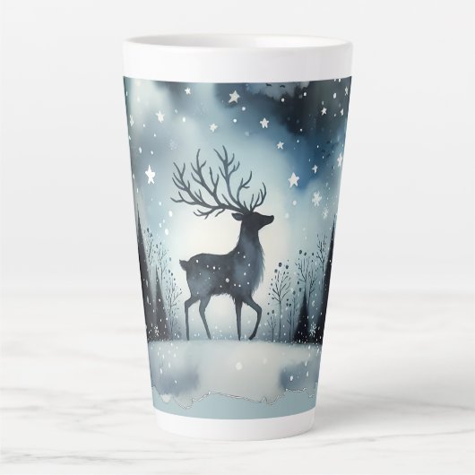 Starry Winter Night Deer Latte Mok (Voorkant)