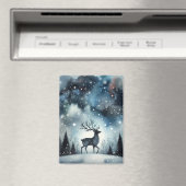 Starry Winter Night Deer Magneet (Insitu (Vaatwasser))