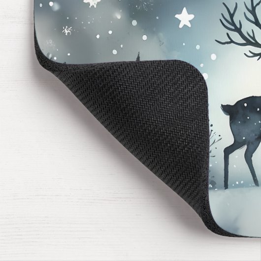 Starry Winter Night Deer Muismat (Hoek)