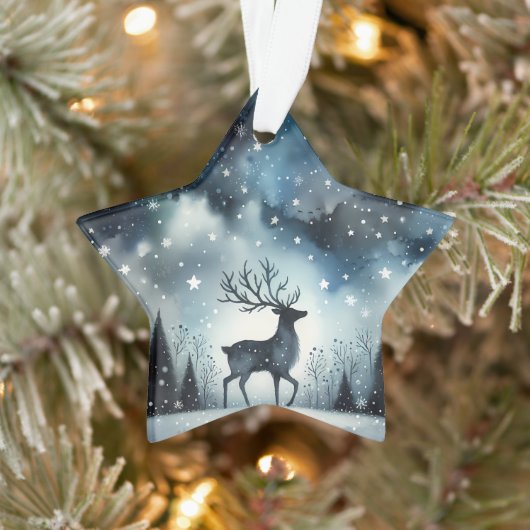 Starry Winter Night Deer Ornament (Boom)