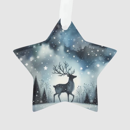 Starry Winter Night Deer Ornament (achterkant)