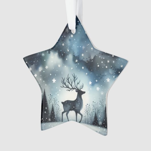 Starry Winter Night Deer Ornament (voorkant)