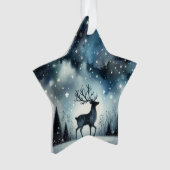 Starry Winter Night Deer Ornament (voorkant)
