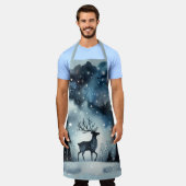 Starry Winter Night Deer Schort (Gedragen)