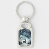 Starry Winter Night Deer Sleutelhanger (Voorkant)