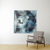 Starry Winter Night Deer Wandkleed (In Situ (horizontaal))