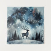 Starry Winter Night Deer Wandkleed (Voorkant)