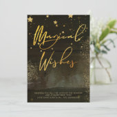 Starry Winter Night Magical Wishes Gold Script Feestdagenkaart (Staand voorkant)