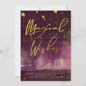 Starry Winter Night Magical Wishes Ruby and Gold Feestdagenkaart (Voorkant)