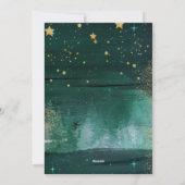 Starry Winter Night Merry en Bright Green Gold Feestdagenkaart (Achterkant)