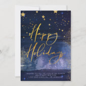 Starry Winter Night Prettige feestdagen Blue en Go Feestdagenkaart (Voorkant)