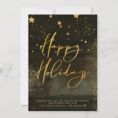 Starry Winter Night Prettige feestdagen Gold Scrip Feestdagenkaart (Voorkant)