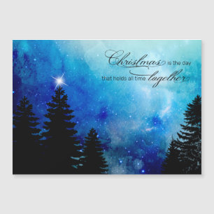 Starry Winter Night w/Stars, Pine & Kersttekst
