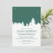 Starry Winter Nights Emerald Green Wedding Kaart (Staand voorkant)