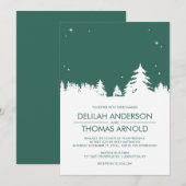 Starry Winter Nights Emerald Green Wedding Kaart (Voorkant / Achterkant)