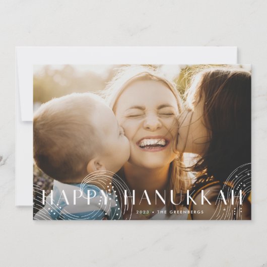 Starry Wish | Foto van Elegant Hanukkah Feestdagenkaart (Voorkant)