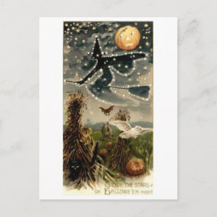 Starry Witch op Broomstick Briefkaart