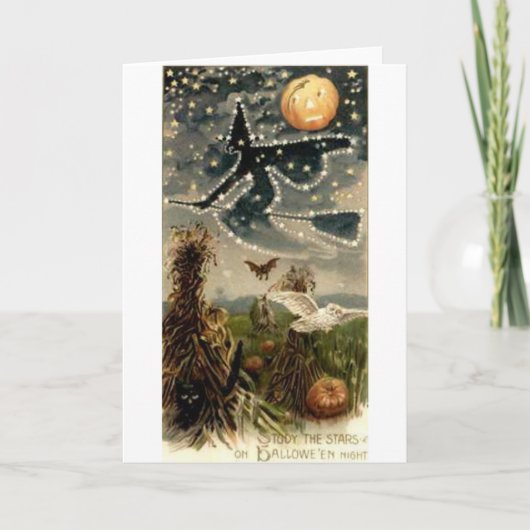 Starry Witch op Broomstick Kaart (Voorkant)