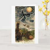 Starry Witch op Broomstick Kaart (Gele Bloem)