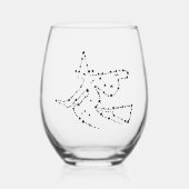Starry Witch Outline | Elegant zwart Wijnglas Zonder Voet (Voorkant)
