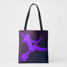 Starry Witches op Broomsticks Paars en Groen Tote Bag