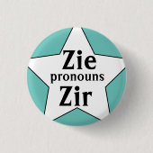 Starry Zie Zir Pronouns Ronde Button 3,2 Cm (Voorkant)