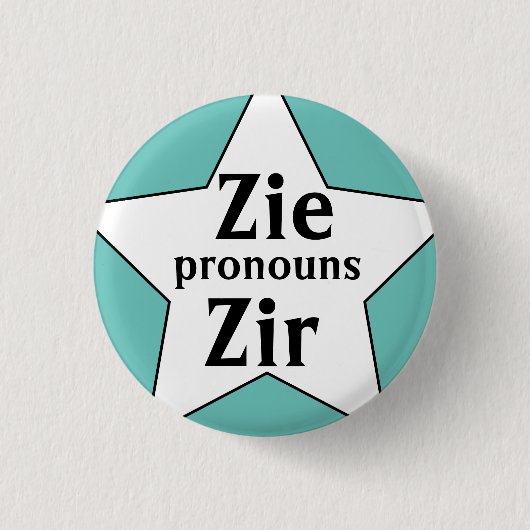 Starry Zie Zir Pronouns Ronde Button 3,2 Cm (Voorkant)
