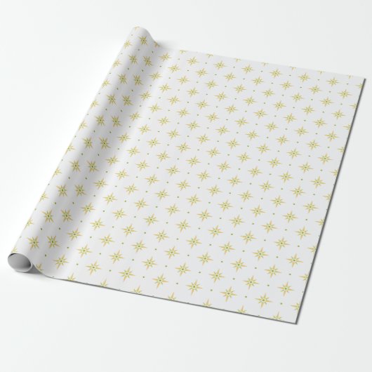 Stars and Dots in Palm and Yellow Cadeaupapier (Uitgerold)