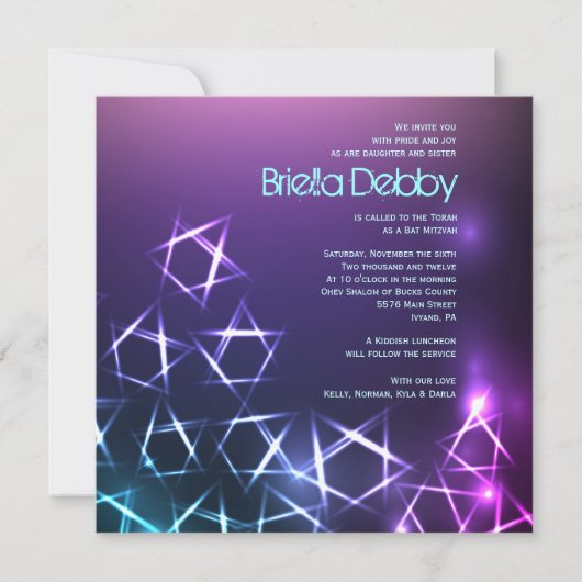 STARS and LIGHTS Bar Bat Mitzvah Invitation Kaart (Voorkant)