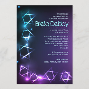 STARS and LIGHTS Bar Bat Mitzvah Invitation Kaart
